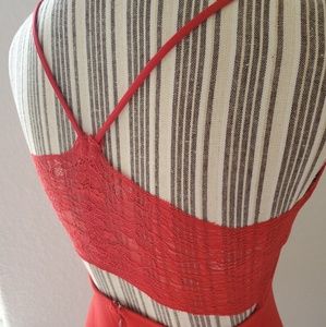 Express Size 0 Red Bodycon Lace Back Dress